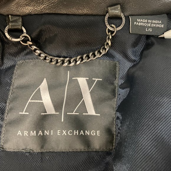 Mens Armani Exchange Leather Coat Grey Size Large - Picture 3 of 7